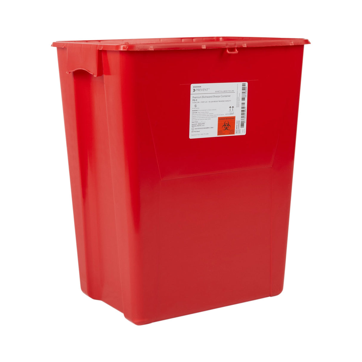 Sharps Container McKesson Prevent® Premium Biohazard Vertical Entry Red Lid - BeHope
