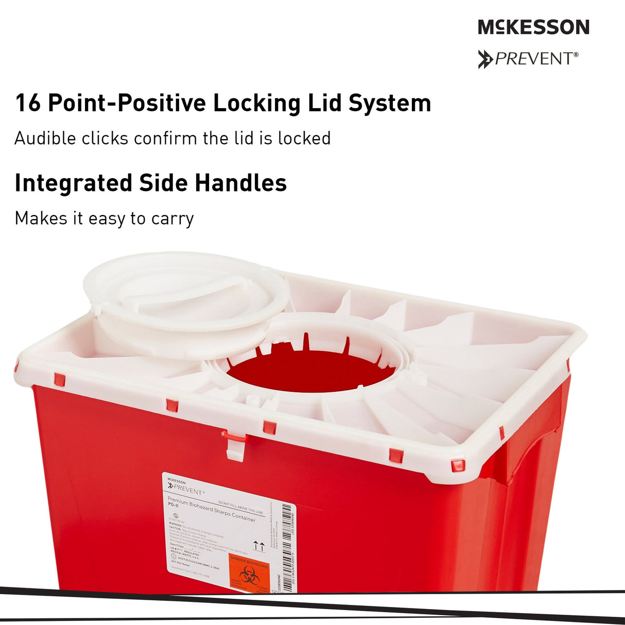 Sharps Container McKesson Prevent® Premium Biohazard Vertical Entry Red Lid - BeHope