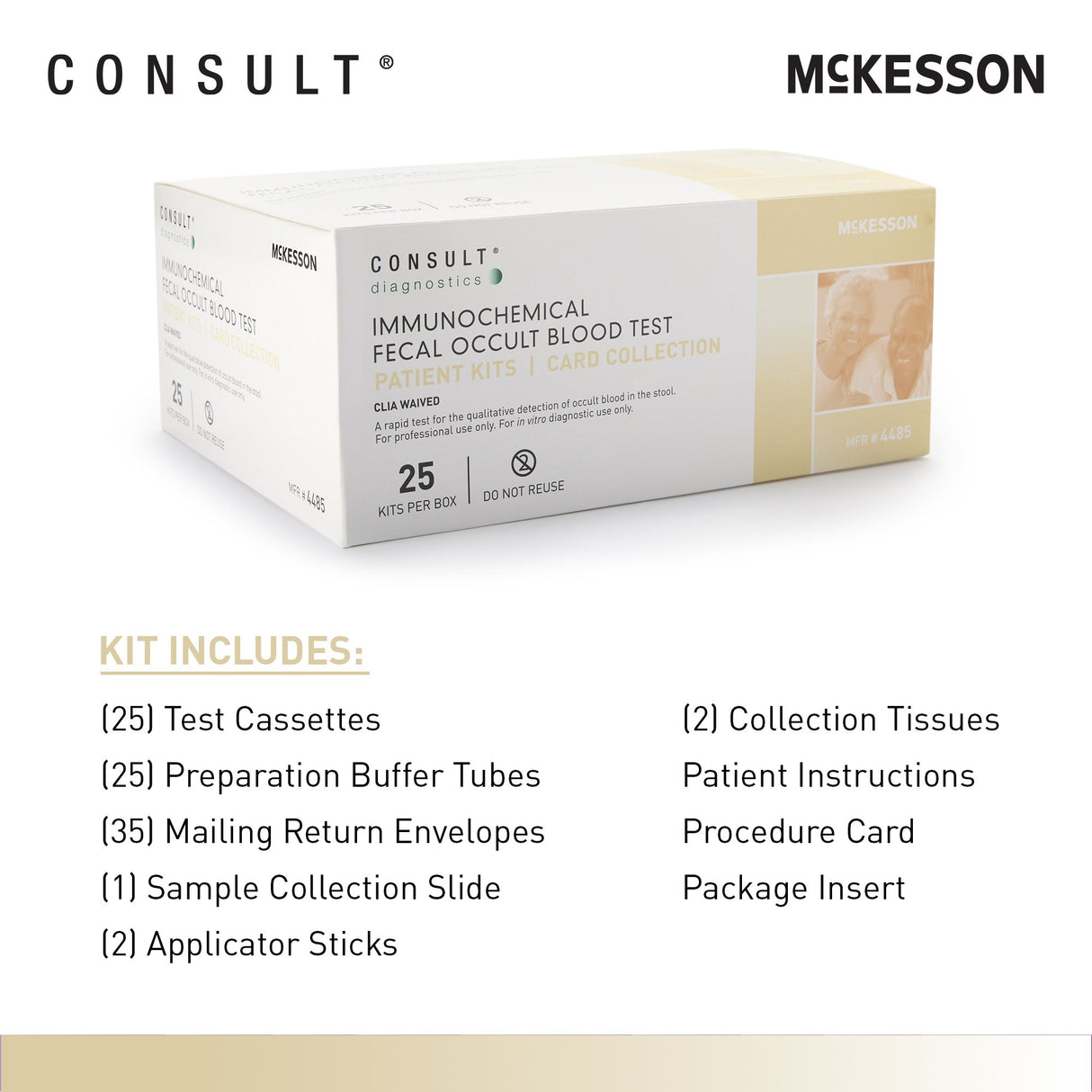 Mckesson Consult™ Rapid Fecal Occult Blood Cancer Screening Test CLIA Waived - BeHope