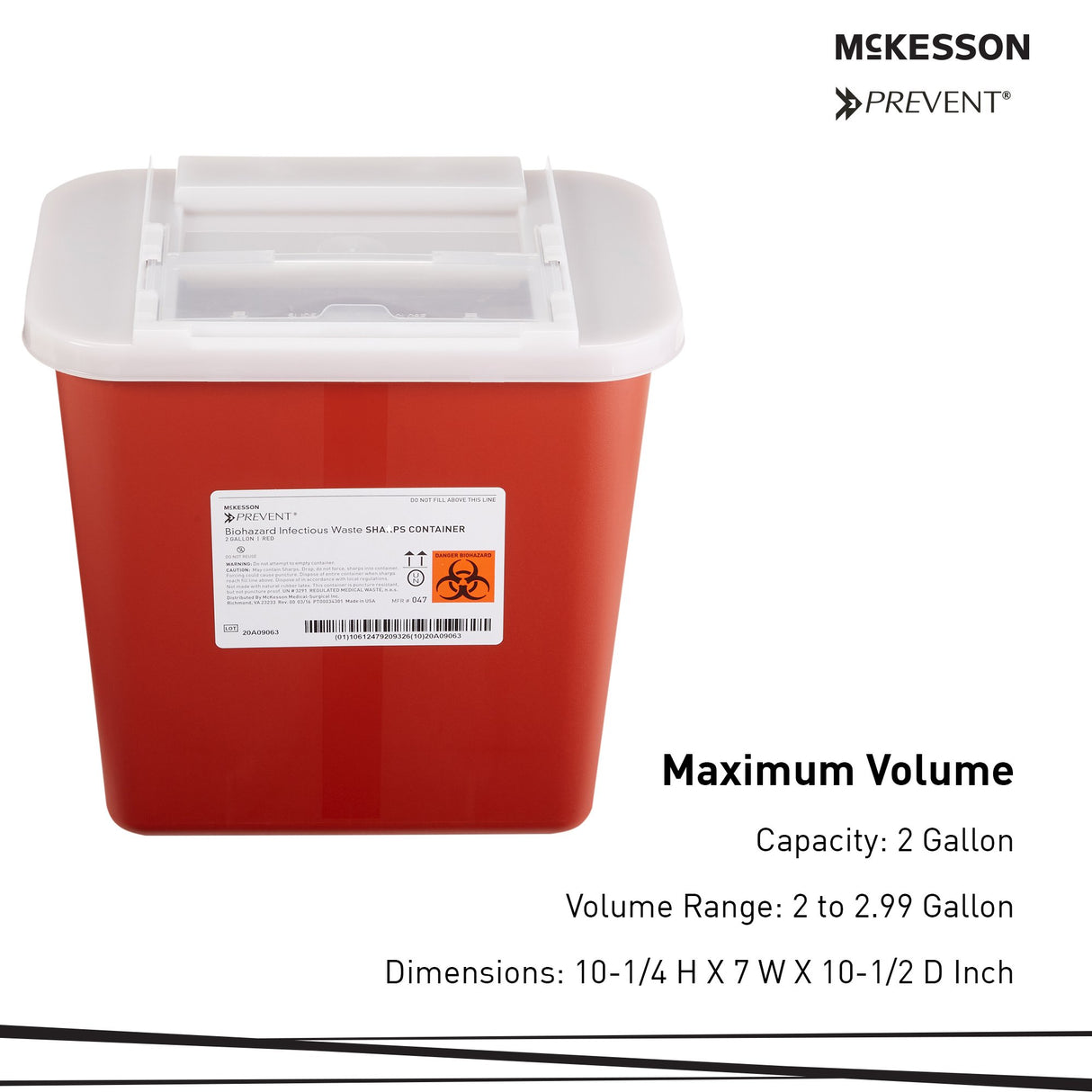 Sharps Container Mckesson Prevent® Biohazard Infectious Waste Horizontal Entry - BeHope