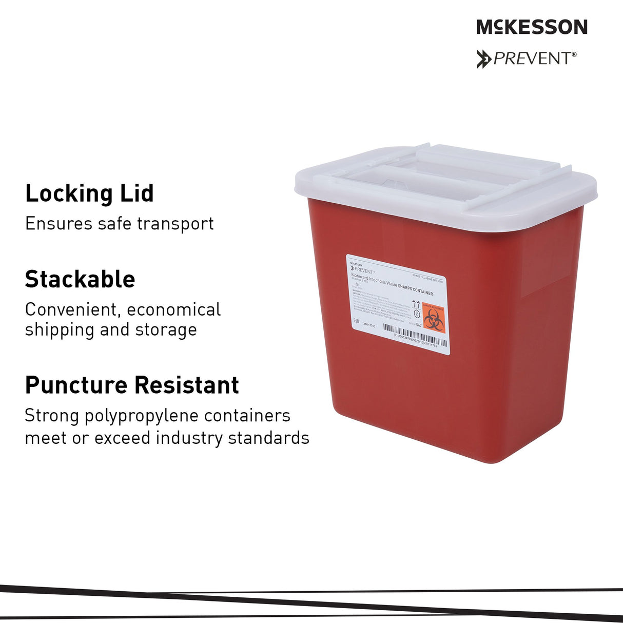 Sharps Container Mckesson Prevent® Biohazard Infectious Waste Horizontal Entry - BeHope