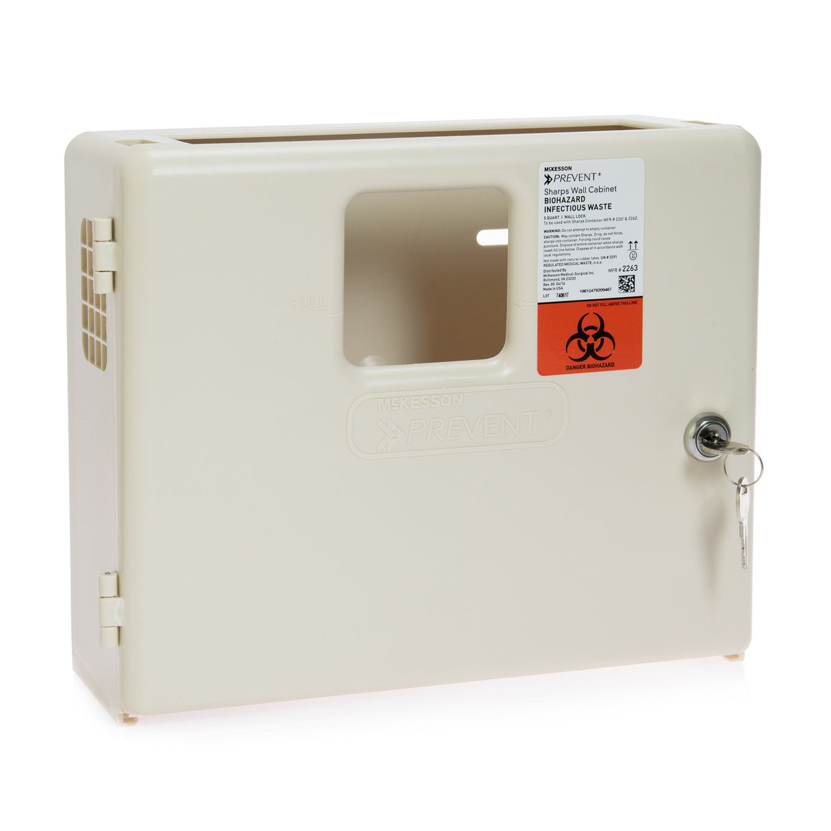 Sharps Container Cabinet / Wall Enclosure McKesson Prevent® High Impact Polystyrene Wall Mount Locking - BeHope