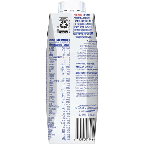 Pediatric Tube Feeding Formula Compleat® Pediatric Original 1.0 Unflavored 8.45 oz. Reclosable Carton Liquid Real Food Ingredients - BeHope
