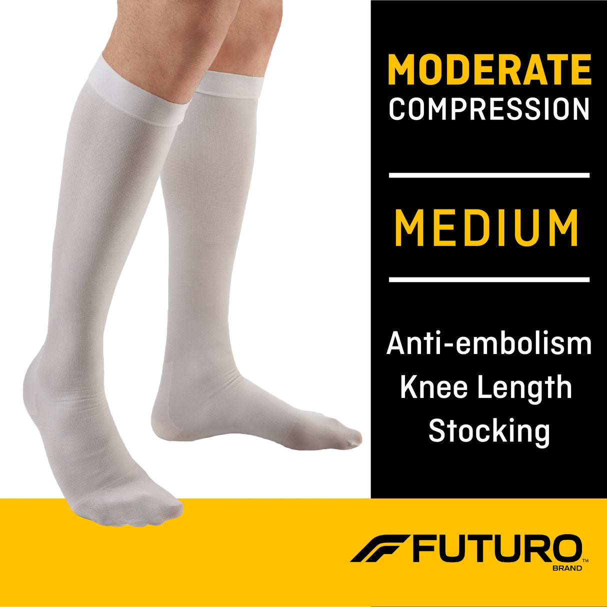 Anti-embolism Stocking 3M™ Futuro™ Knee High Medium / Regular White Closed Toe