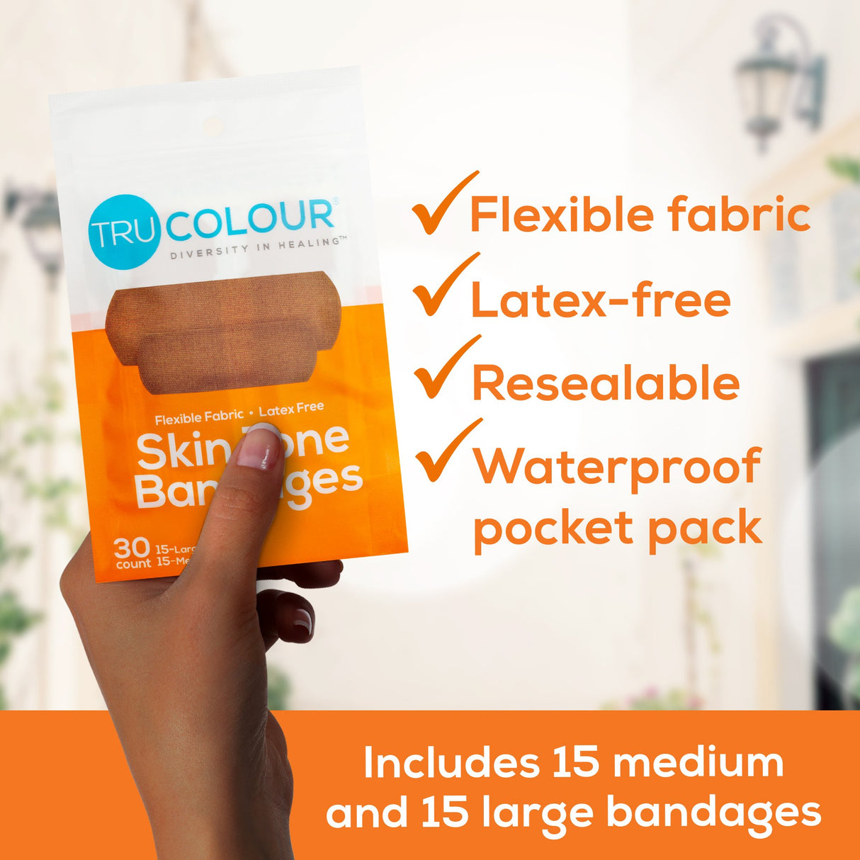 Waterproof Adhesive Strip Tru-Colour® Fabric Brown 1 X 3 Inch Sterile - BeHope