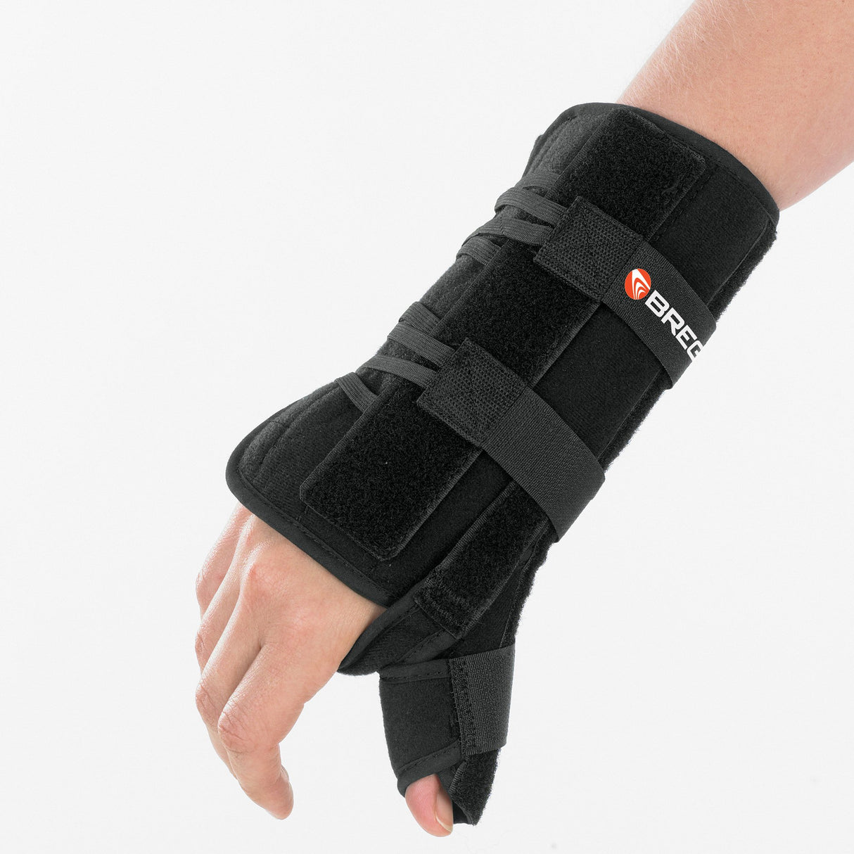 Wrist Brace with Thumb Spica Apollo Universal Aluminum / Foam Left Hand Black One Size Fits Most - BeHope