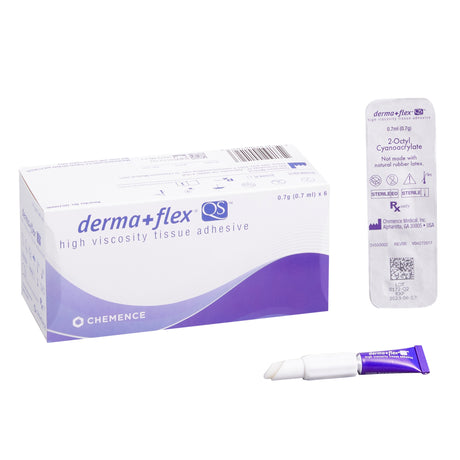 Skin Adhesive Derma+Flex® QS™ 0.7 mL High Viscosity Precision and Dome Applicator Tip 2-Octyl Cyanoacrylate - BeHope