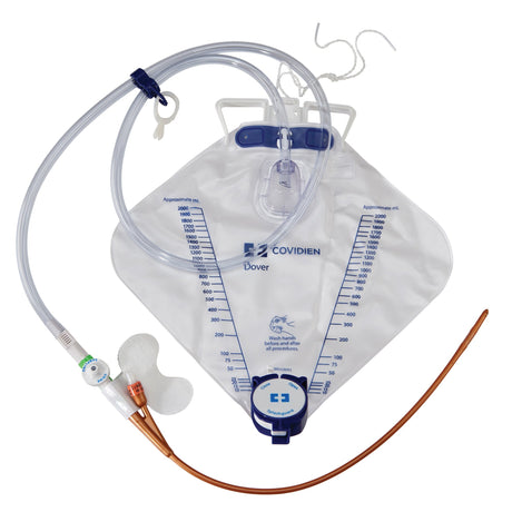 Indwelling Catheter Tray Dover™ Premium Foley 16 Fr. 5 cc Balloon Silver Hydrogel Coated Silicone - BeHope