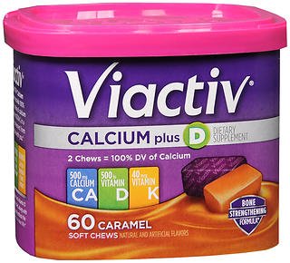 Joint Health Supplement Viactiv® Calcium / Vitamin D / Vitamin K 650 mg - 500 IU - 40 mcg Strength Chewable Tablet 60 per Box Caramel Flavor - BeHope