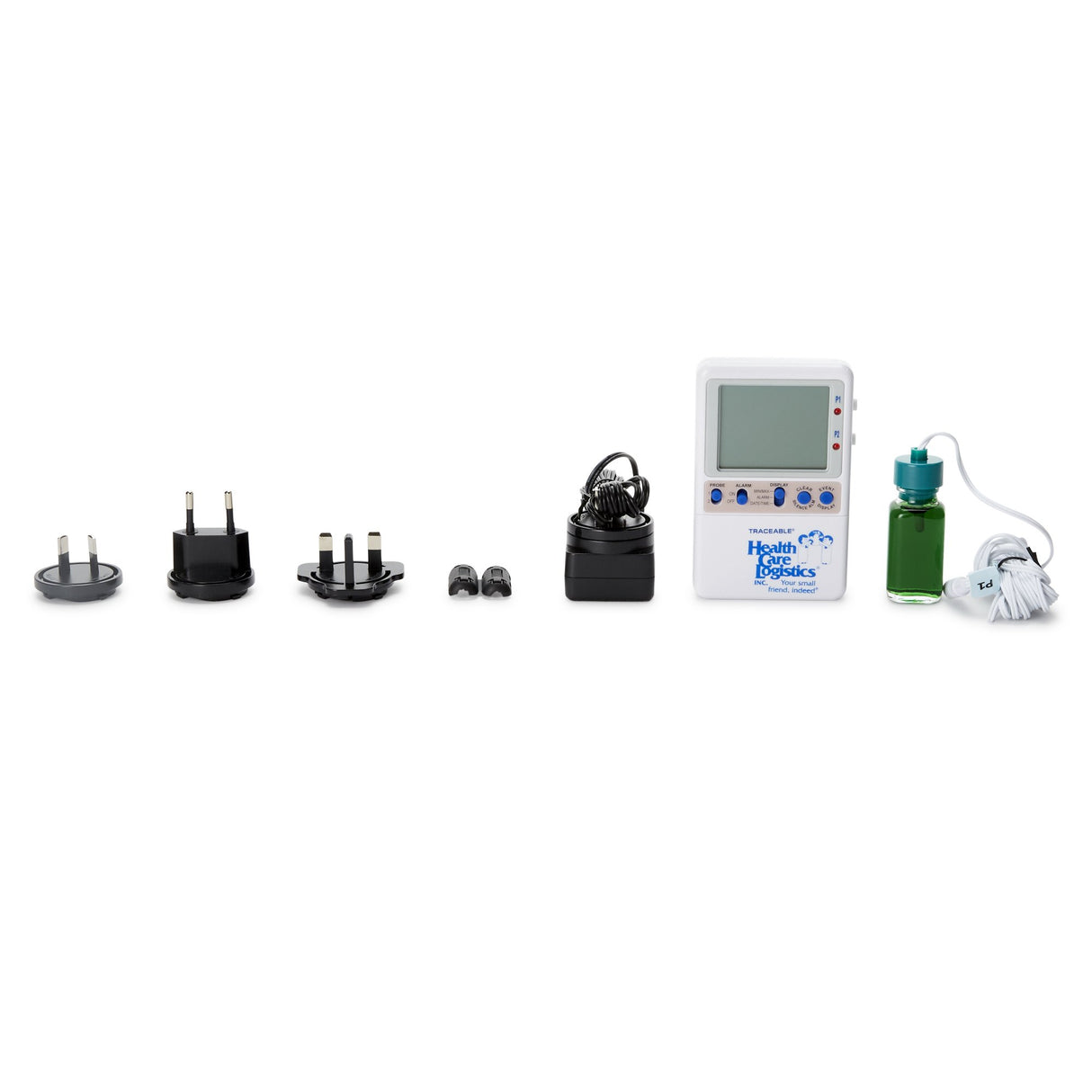 Datalogging Thermometer with Alarm Traceable® Excursion-Trac™ Fahrenheit / Celsius -58° to +158°F (-50° to +70°C) Bottle Probe Desk / Wall / Door Mount AC Adaptor / Battery Backup - BeHope