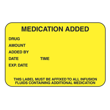 Pre-Printed Label Indeed Anesthesia Label Yellow Paper Medication Added Drug_Amount_Added by_Date_ Black Medication Instruction 1-3/4 X 2-3/4 Inch - BeHope