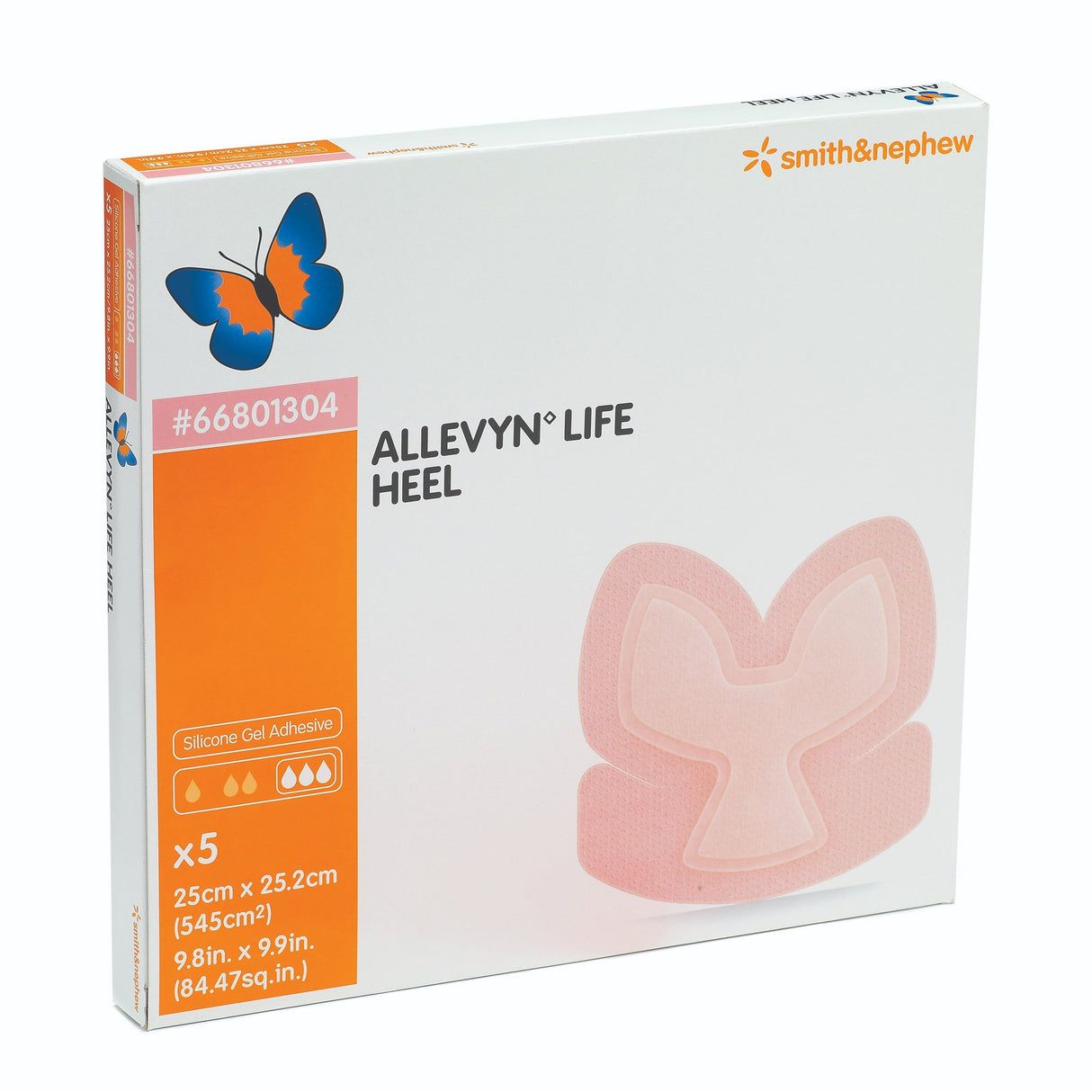 Foam Dressing Allevyn Life 9-4/5 X 9-9/10 Inch With Border Film Backing Silicone Gel Adhesive Heel Sterile - BeHope