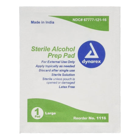 Alcohol Prep Pad Dynarex® 70% Strength Isopropyl Alcohol Individual Packet Large Sterile - BeHope