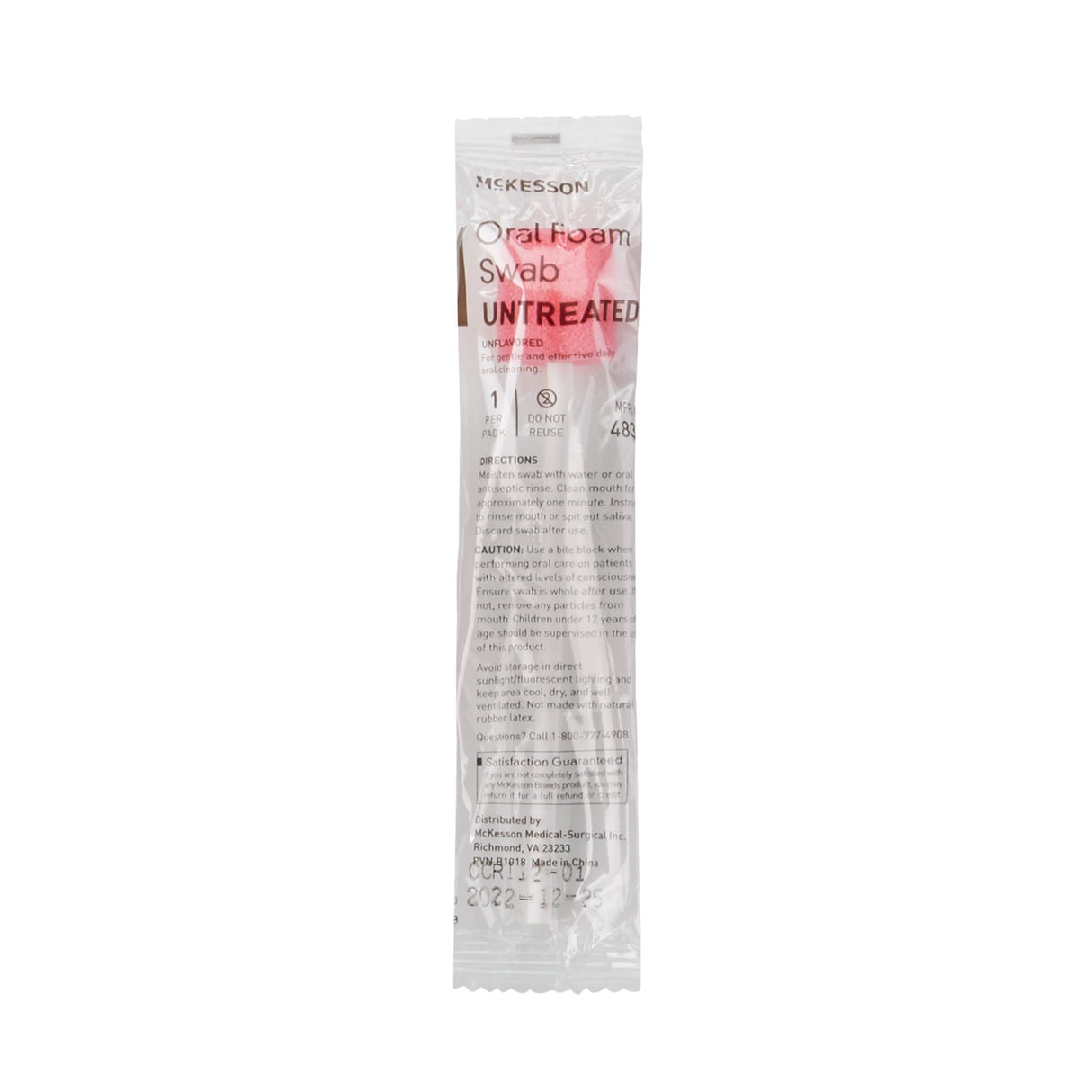 Oral Swab McKesson Untreated Foam Tip 1 per Pack - BeHope