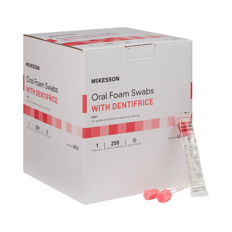 Oral Swab McKesson Dentifrice Foam Tip Mint Flavor - BeHope