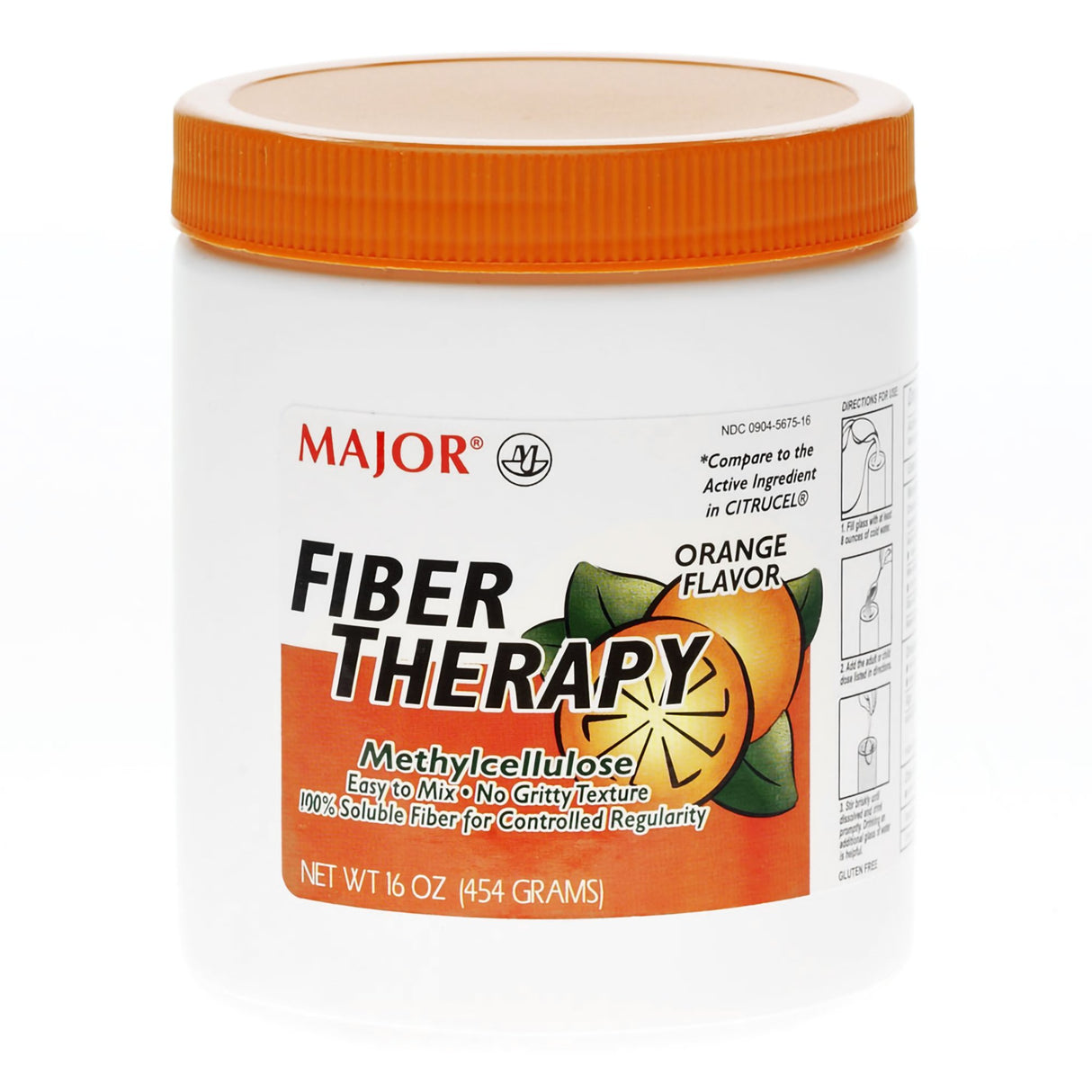 Fiber Supplement Fiber Therapy Orange Flavor Powder 16 oz. Methyl Cellulose - BeHope