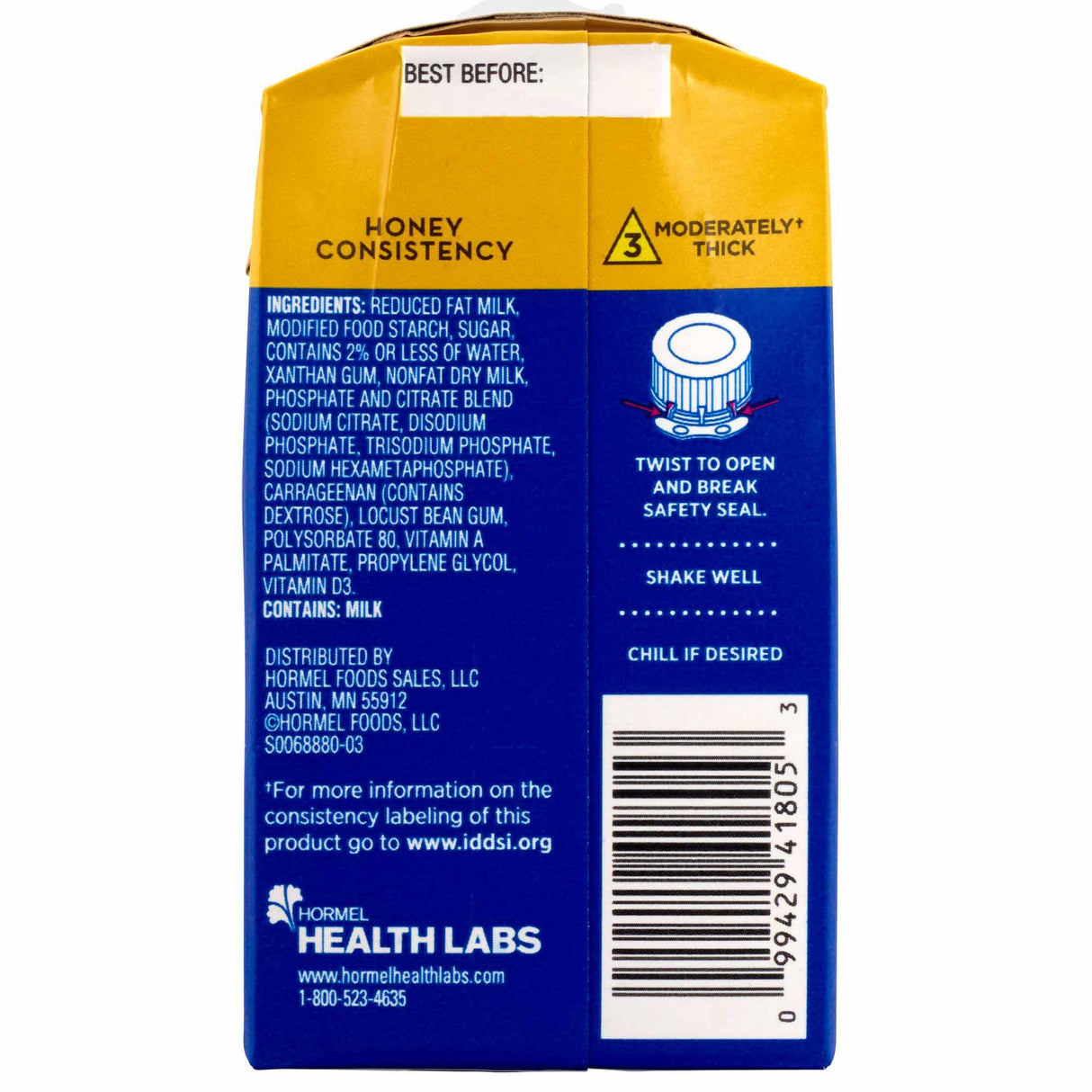 Thickened Beverage Thick & Easy® Dairy 8 oz. Carton Milk Flavor Liquid IDDSI Level 3 Moderately Thick/Liquidized - BeHope