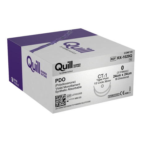 Absorbable Quill Barbed Suture with Needle Quill™ Polydioxanone CT-1 1/2 Circle Taper Point Needle Size 0 Barbed Monofilament - BeHope