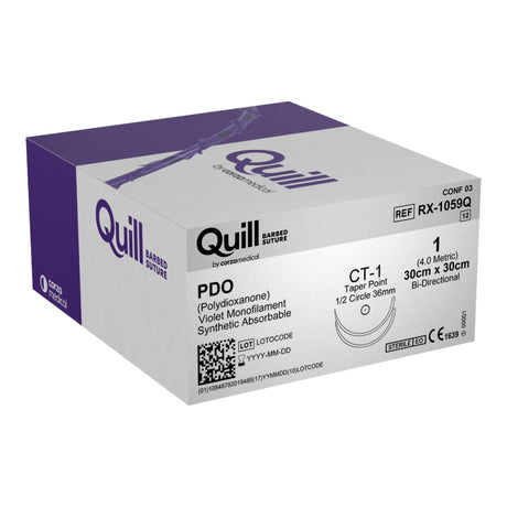 Absorbable Quill Barbed Suture with Needle Quill™ Polydioxanone CT-1 1/2 Circle Taper Point Needle Size 1 Barbed Monofilament - BeHope