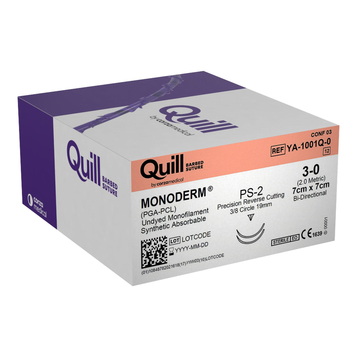 Absorbable Suture With Needle Quill™ Monoderm™ Polyglycolic Acid PCL Precision Reverse Cutting - BeHope