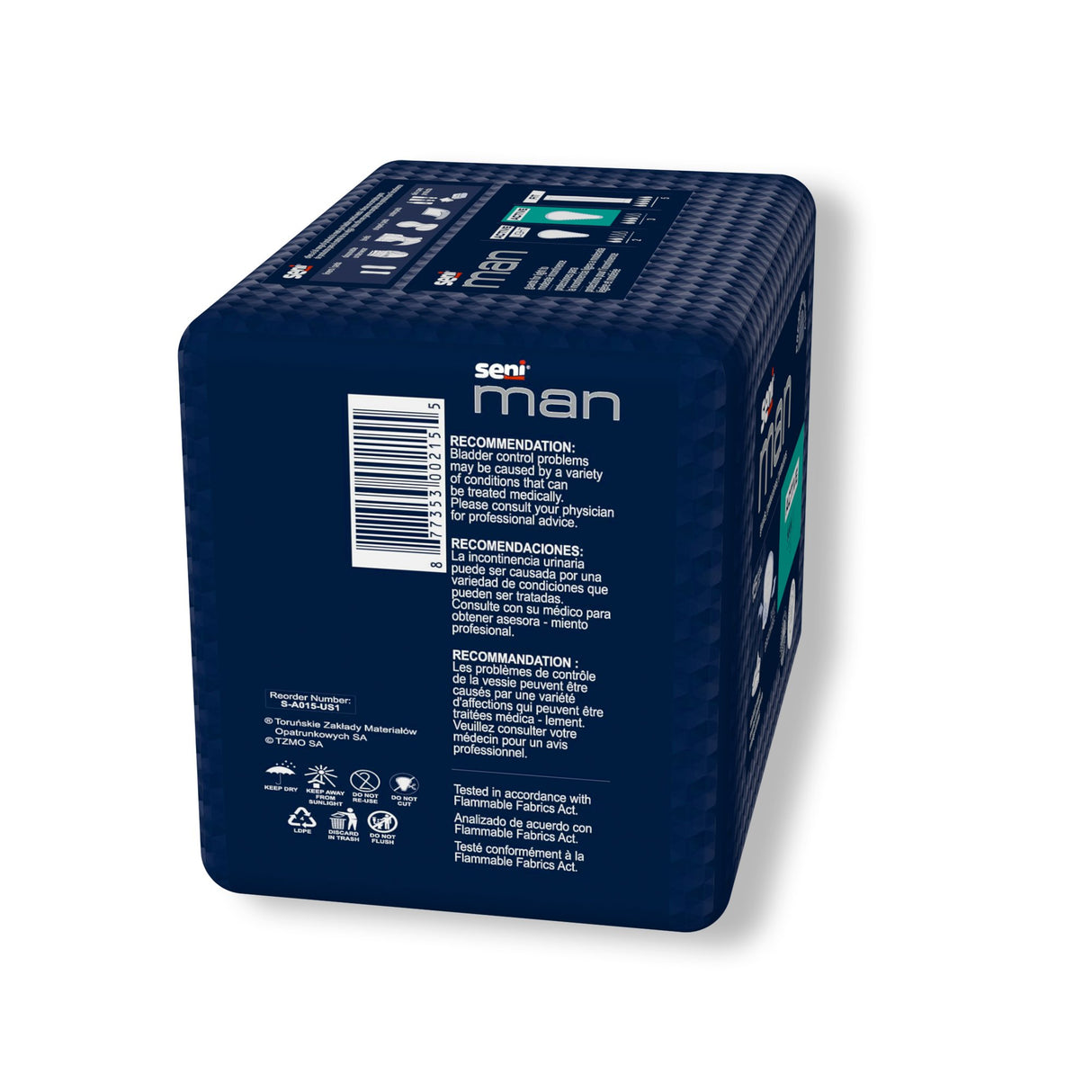 Bladder Control Pad Seni® Man Active 8-9/10 X 10-3/5 Inch Moderate Absorbency Super Absorbent Core One Size Fits Most - BeHope