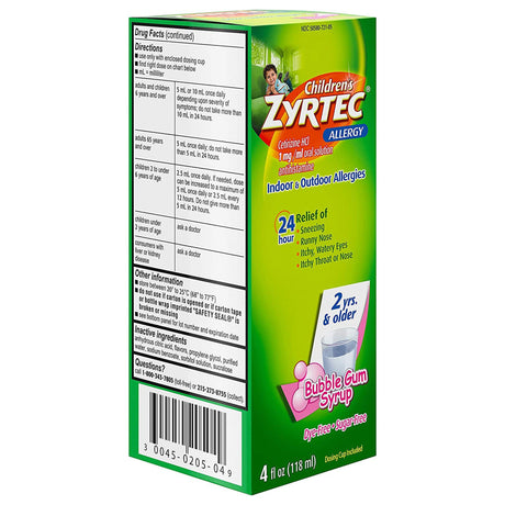 Children's Allergy Relief Children's Zyrtec 1 mg / 1 mL Strength Syrup 4 oz. - BeHope