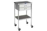Utility Table 16 X 20 X 34 Inch Stainless Steel 1-1/2 Inch Top 3 Sided Top Rail 1 Drawer 1 Shelf - BeHope