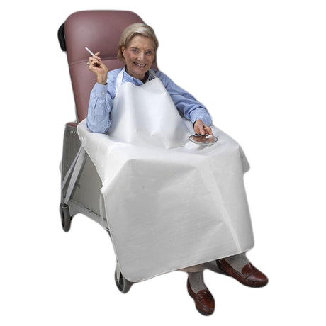 Smoker's Apron No-Flame™ One Size Fits Most Pullover Style White Reusable - BeHope