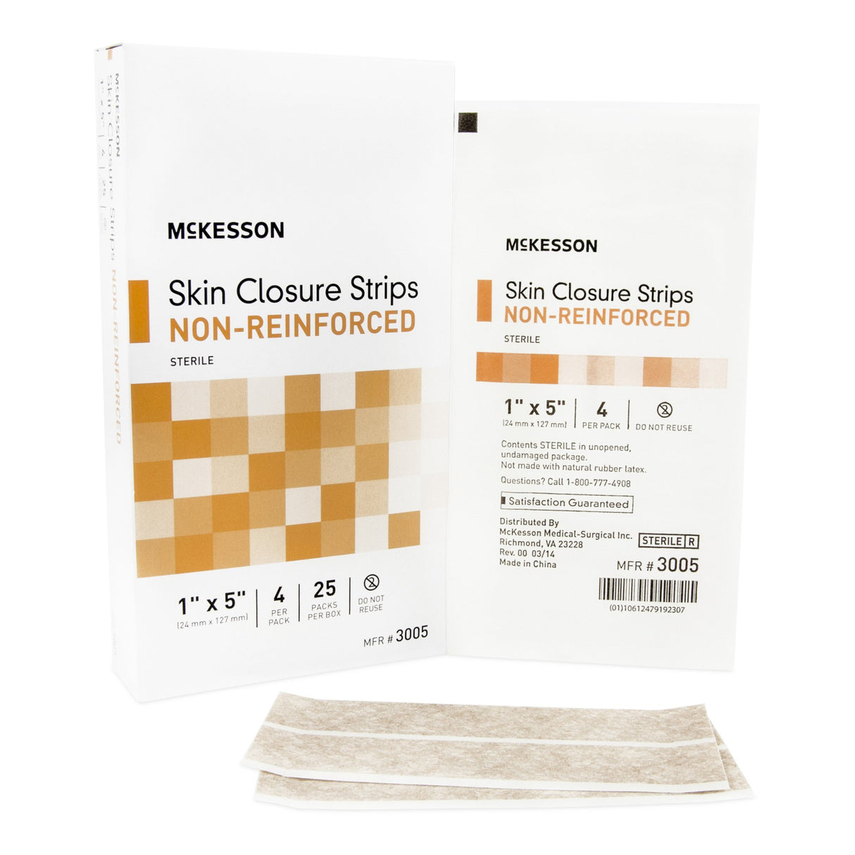 Skin Closure Strip McKesson 1 X 5 Inch Nonwoven Material Flexible Strip Tan - BeHope
