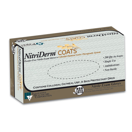 Exam Glove Nitriderm® Coats® Nonsterile Nitrile Powder Free Colloidal Oatmeal Chemo Tested - BeHope