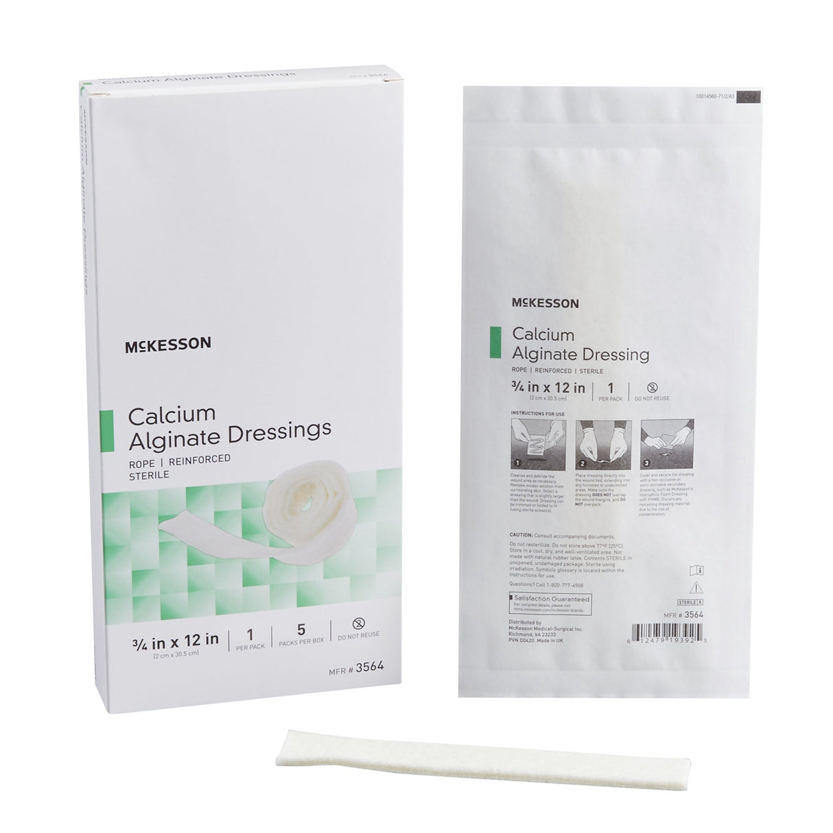 Alginate Dressing McKesson 3/4 X 12 Inch Rope - BeHope