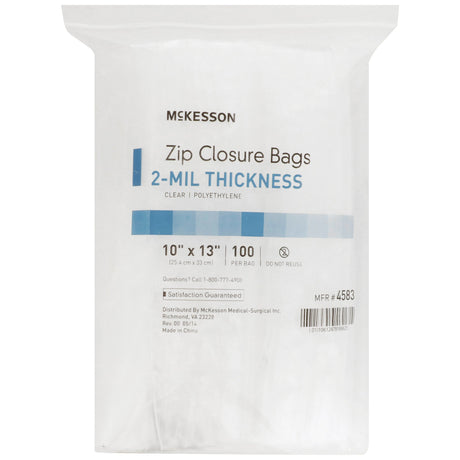 Reclosable Bag McKesson 10 X 13 Inch Polyethylene Clear Zipper Closure