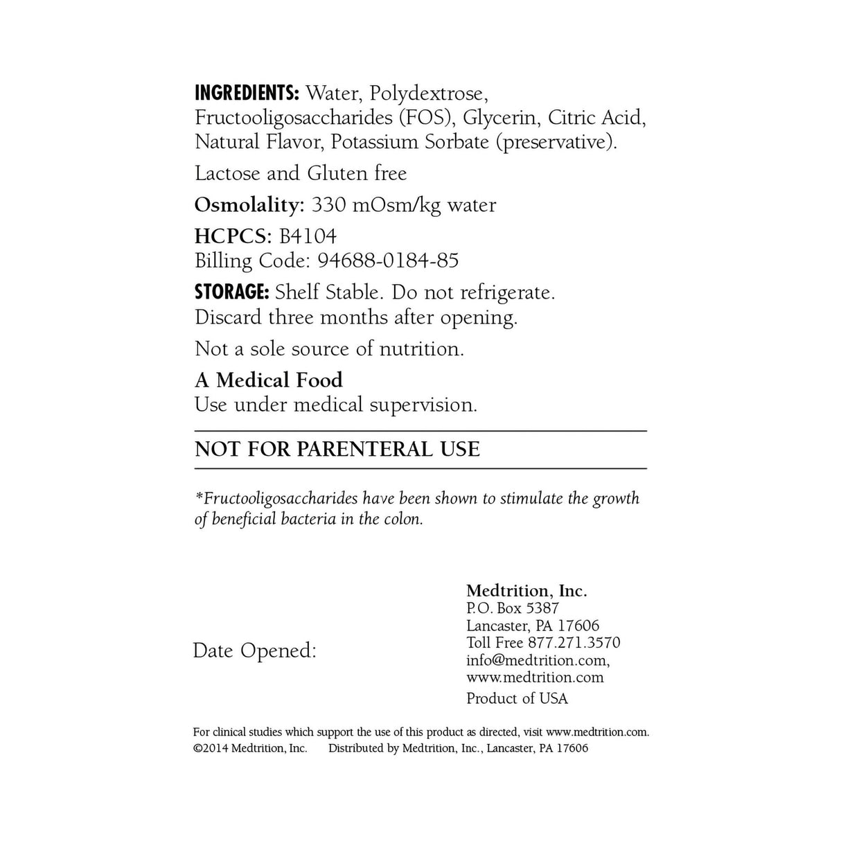 Oral Supplement HyFiber® with FOS Citrus Flavor Liquid 32 oz. Bottle - BeHope