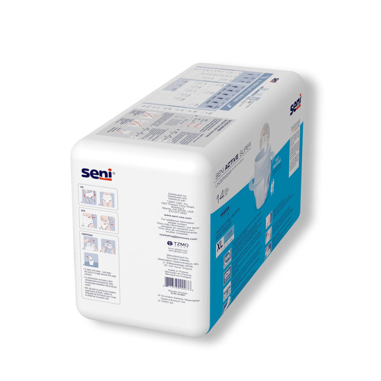 Unisex Adult Absorbent Underwear Seni® Active Super Pull On with Tear Away Seams X-Large Disposable Moderate Absorbency - BeHope