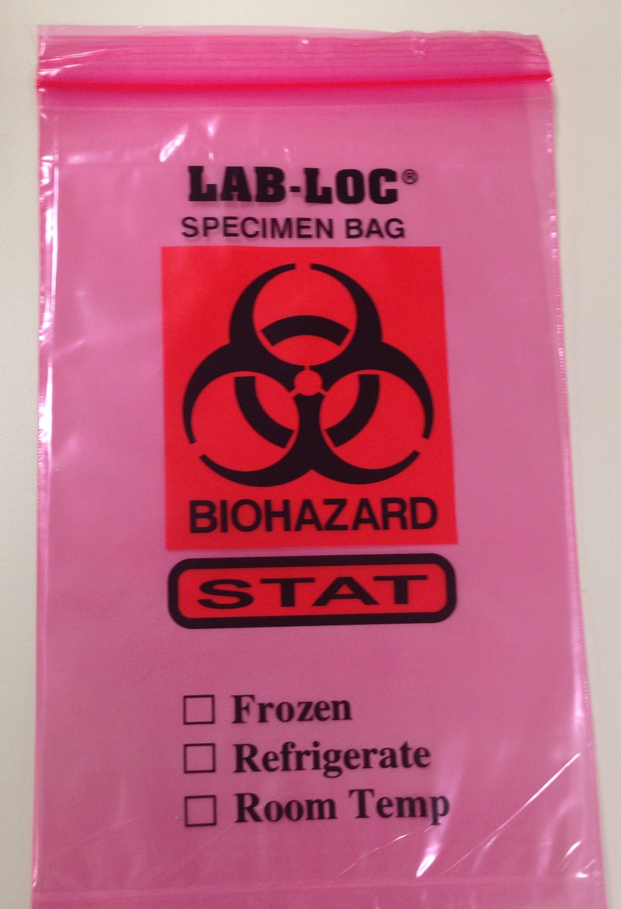 Specimen Transport Bag with Document Pouch Seal-N-Rip® 6 X 9 Inch Zip Closure STAT / Biohazard Symbol / Storage Instructions NonSterile - BeHope