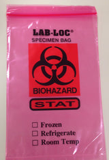 Specimen Transport Bag with Document Pouch Seal-N-Rip® 6 X 9 Inch Zip Closure STAT / Biohazard Symbol / Storage Instructions NonSterile - BeHope