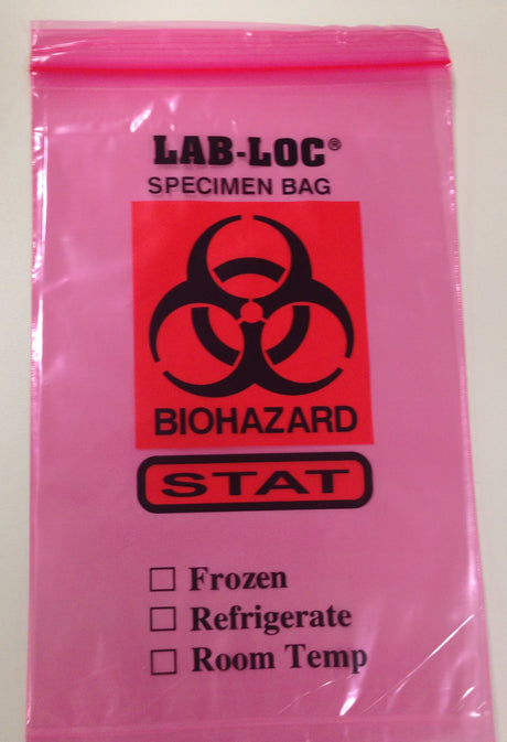 Seal-n-rip® Specimen Transport Bag with Document Pouch, STAT, and Biohazard Symbol - BeHope