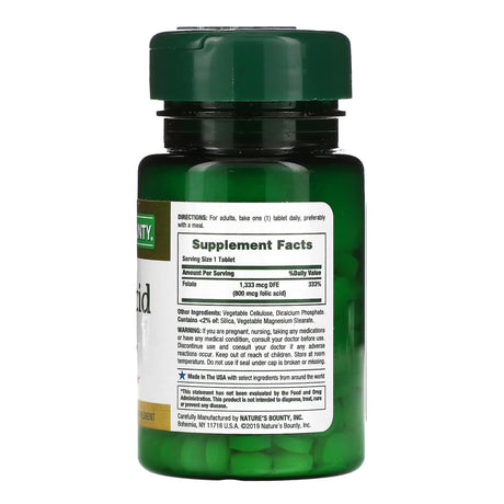 Mineral Supplement Nature's Bounty® Folic Acid for Cardiovascular Health - BeHope