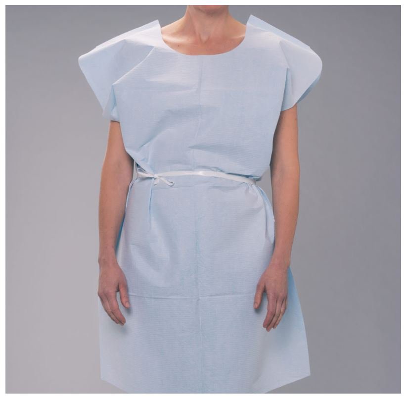 Patient Exam Gown Child Size Blue Disposable - BeHope