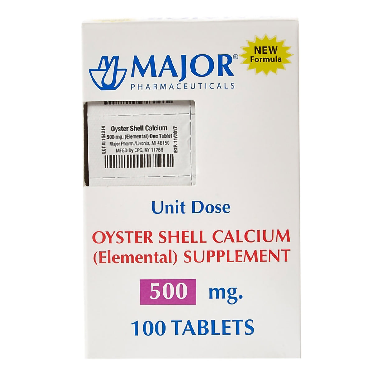 Joint Health Supplement Major® Oyster Shell 500 mg Strength Tablet 100 per Box - BeHope