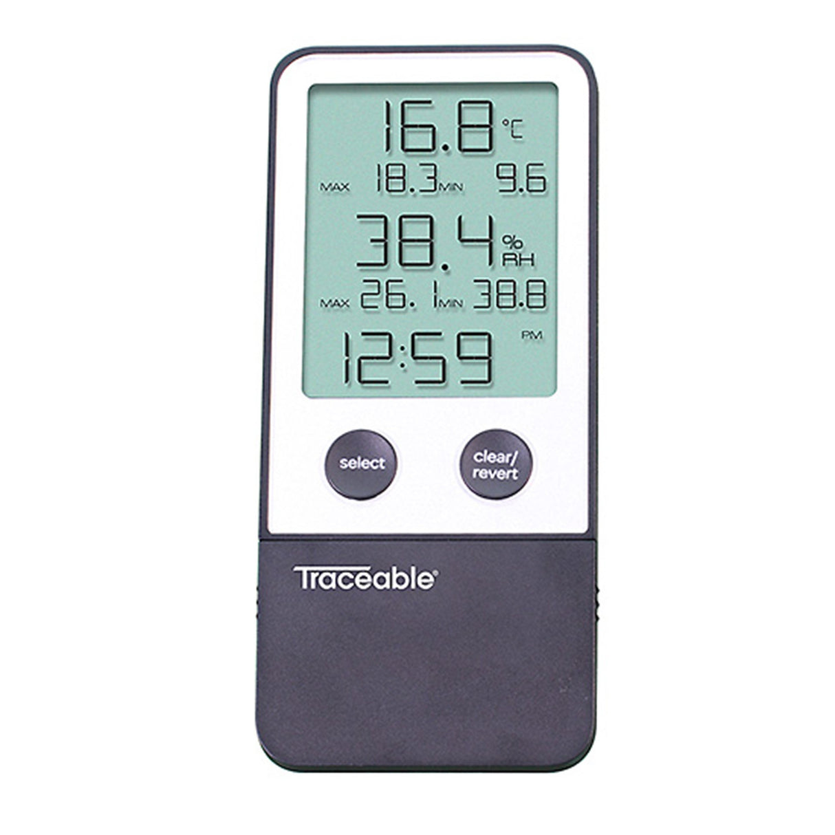 Digital Thermometer / Hygrometer Traceable® Fahrenheit / Celsius 32° to 122°F (0° to 50°C) Internal Sensor Flip-out Stand / Wall Mount Battery Operated - BeHope