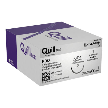 Absorbable Quill Barbed Suture with Needle Quill™ Polydioxanone CT-1 1/2 Circle Taper Point Needle Size 1 Barbed Monofilament - BeHope