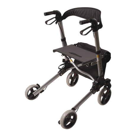 4 Wheel Rollator HealthSmart® Gateway Titanium Gray Adjustable Height / Lightweight / Folding Aluminum Frame - BeHope