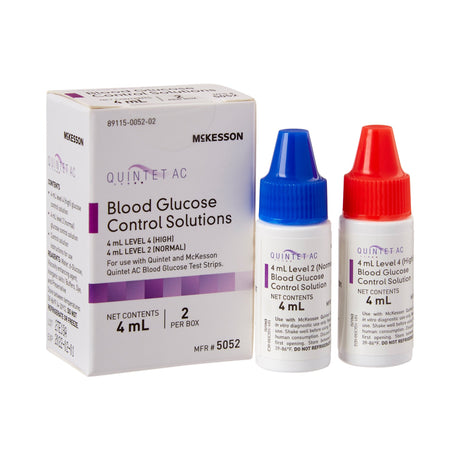 Blood Glucose Control Solution McKesson Quintet AC® 2 X 4 mL Level 2 & 4 - BeHope