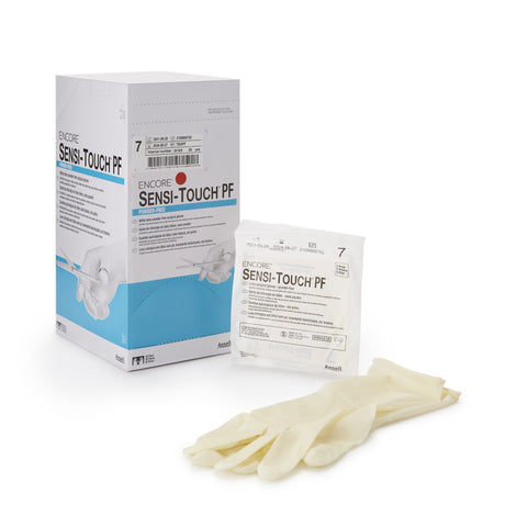 Surgical Glove ENCORE® Sensi-Touch® PF Size 7 Sterile Latex Standard Cuff Length Micro-Textured Natural Chemo Tested - BeHope