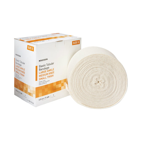 Elastic Tubular Support Bandage McKesson Spandagrip™ 3-1/2 Inch X 11 Yard Large Ankle / Medium Knee Pull On Natural NonSterile Size E Standard Compression - BeHope