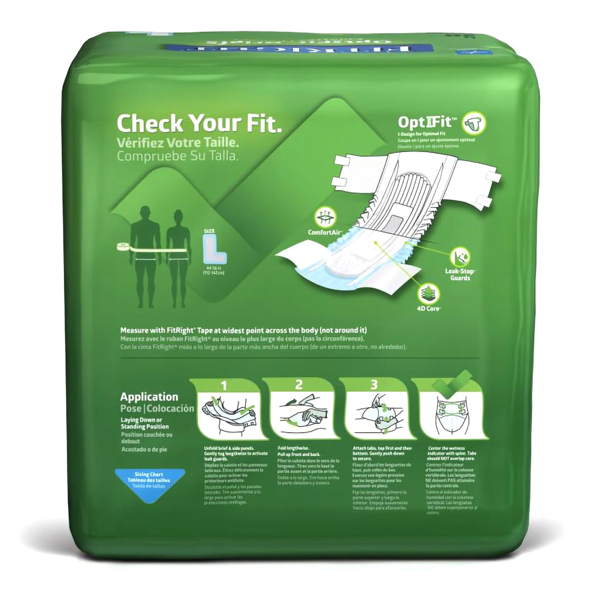 Unisex Adult Incontinence Brief FitRight Plus Large Disposable Moderate Absorbency