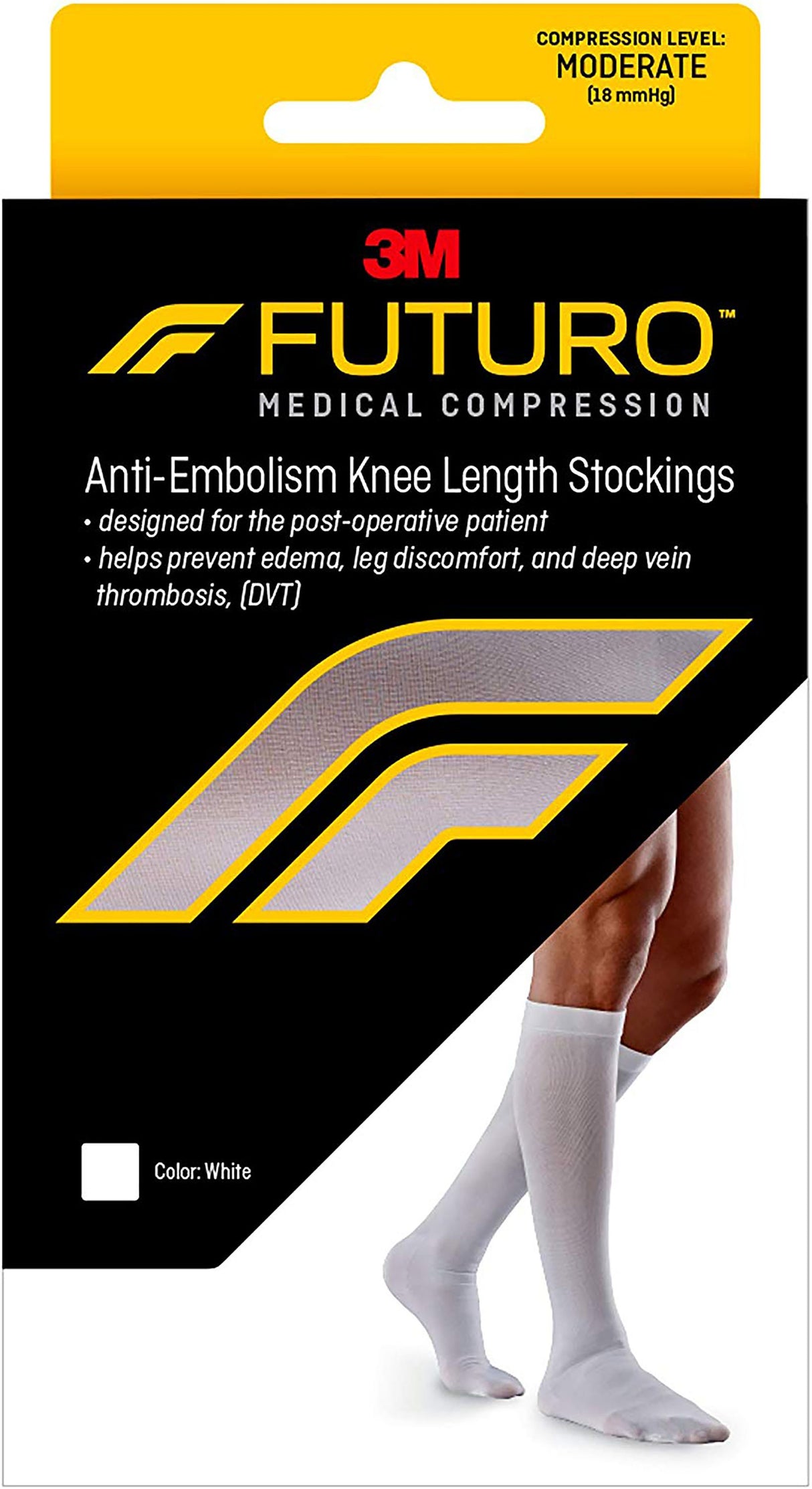 Anti-embolism Stocking 3M™ Futuro™ Knee High Medium / Regular White Closed Toe