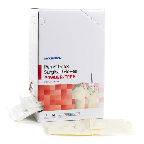 Surgical Glove McKesson Perry® Performance Plus Size 8 Sterile Latex Standard Cuff Length Smooth Cream Chemo Tested - BeHope