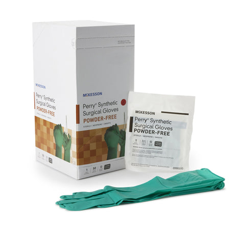 Surgical Glove McKesson Perry® Performance Plus Size 7 Sterile Polychloroprene Standard Cuff Length Smooth Dark Green Chemo Tested - BeHope